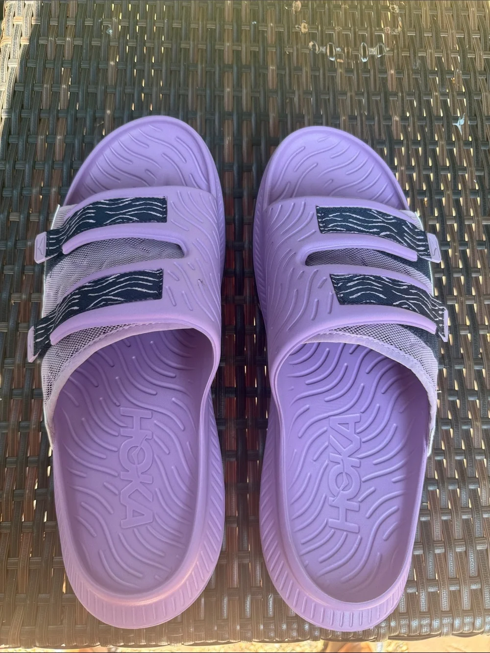 NEW💜HOKA All Ora Luxe Slide Sandals in violet bloom/outer space $80 m 14, w 15